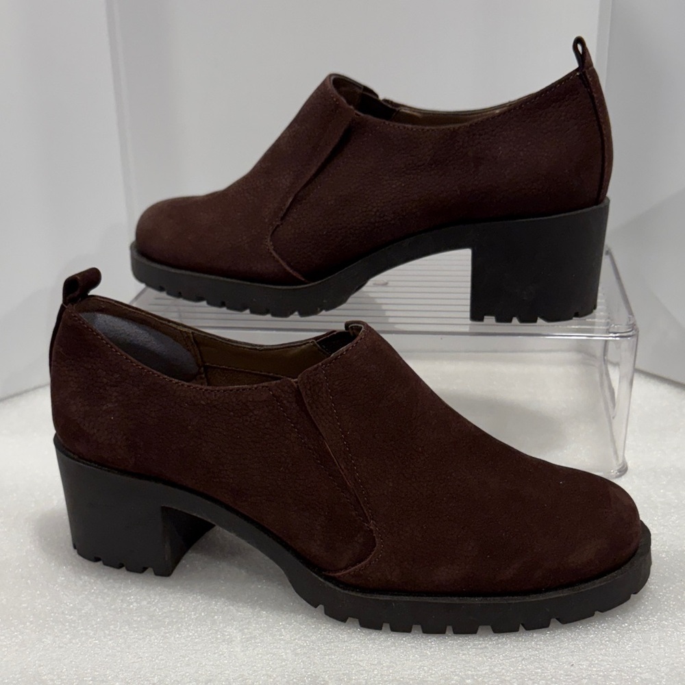 Women's Brown Suede 2” chunky aerosols heelrest Block Heel Shoes box 21
